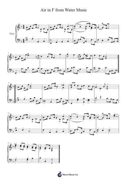 Air in F from Water Music by Handel Sheet Music by George Frideric Handel-Arr.Wanbooth