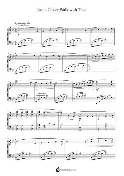 Just a Closer Walk with Thee Sheet Music by Misc Praise Songs-Arr.Jesret