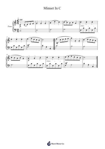 Minuet In C Sheet Music by Alexander Reinagle-Arr.Hodhill
