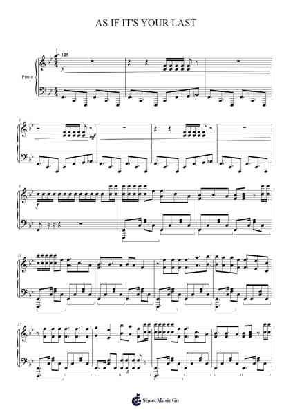AS IF IT'S YOUR LAST Sheet Music by BLACKPINK-Arr.Pipril