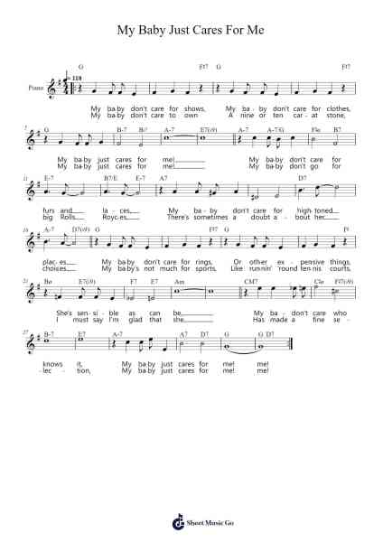 My Baby Just Cares For Me Sheet Music by Walter Donaldson-Arr.Irbald Jouvier