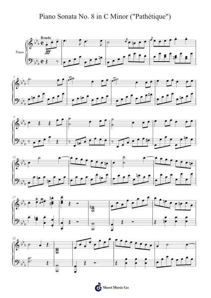 Piano Sonata No. 8 in C Minor, Op. 13 "Pathétique": III. Rondo Sheet Music by Ludwig van Beethoven-Arr.Blithefrey