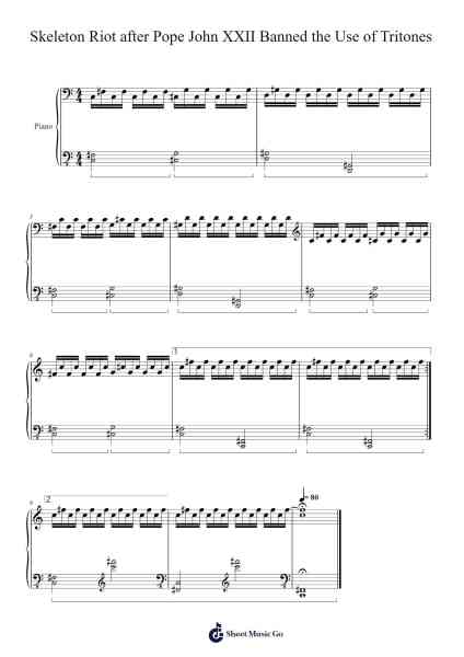 Skeleton Riot after Pope John XXII Banned the Use of Tritones Sheet Music by Tuukka Jokilehto-Arr.Bingpiers Georlance