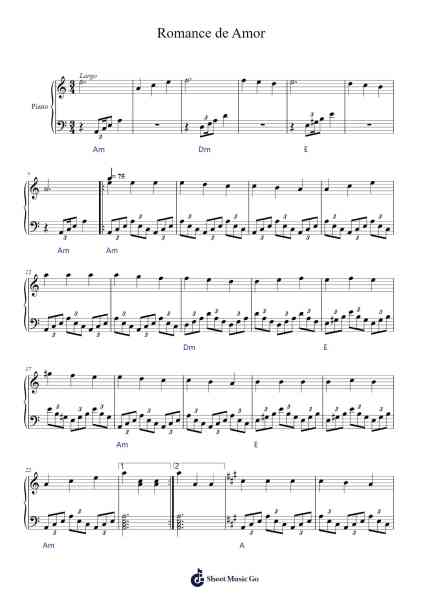 Romance de Amor Sheet Music by Traditional-Arr.Keatsrid Burnsgo