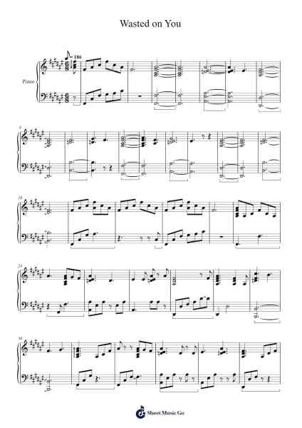 Wasted on You Sheet Music by Amy Lee-Arr.Rusmike Hudje