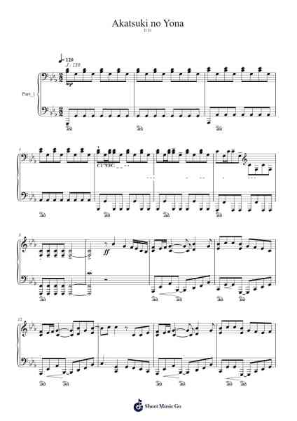 Akatsuki no Yona Sheet Music by Kunihiko Ryo-Arr.Gailgale