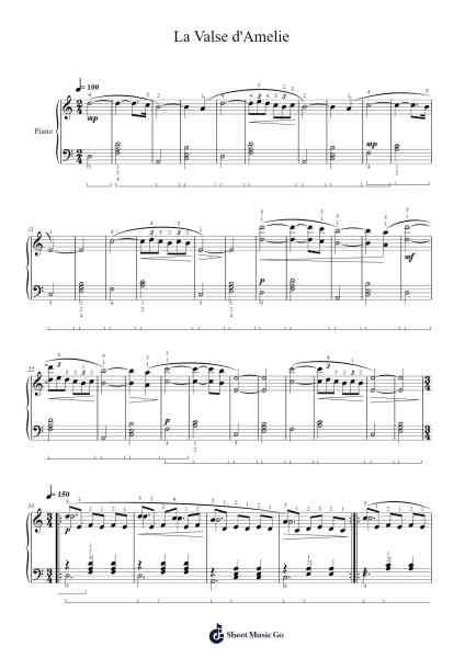 La Valse d'Amelie Notas de música por Yann Tiersen-Arr.Kerrdutt Anda