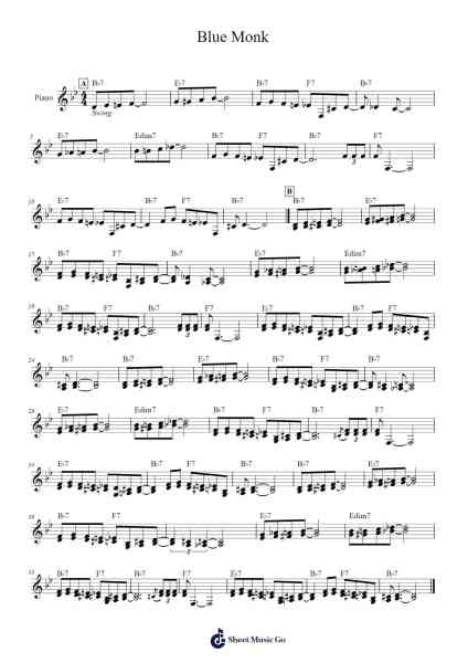 Blue Monk Sheet Music oleh Thelonious Monk-Arr.Buckclough Woogold