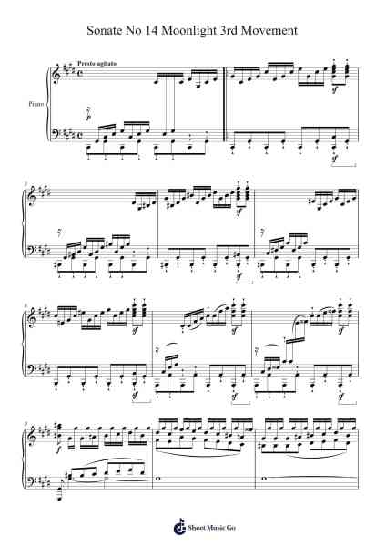 Piano Sonata No. 14 in C-sharp Minor, Op. 27, No. 2 "Moonlight": III. Presto Sheet Music by Ludwig van Beethoven-Arr.Ferholt Vebthan