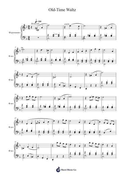 Old-Time Waltz Sheet Music by Shuvalov-Arr.Dunbeck