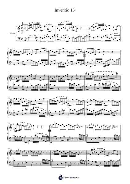 Inventio 13 Sheet Music by Johann Sebastian Bach-Arr.Polriah