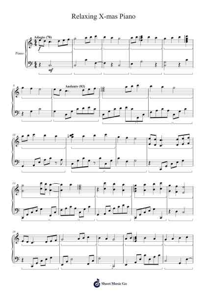 Relaxing X-mas Piano Sheet Music by Billlix Bertthe-Arr.Urkuk Joneswat