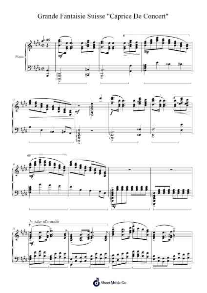 Grande Fantaisie Suisse "Caprice De Concert" Sheet Music by Xebaird Kerrwis-Arr.Phillen Gillpont