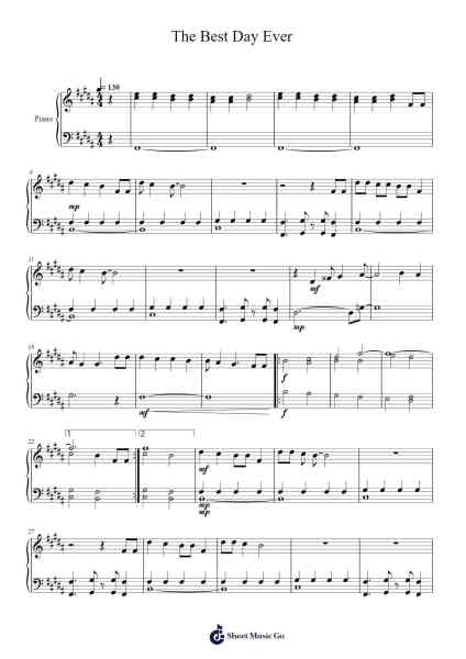 The Best Day Ever Sheet Music by Rhys Broome-Arr.Abralph Strares