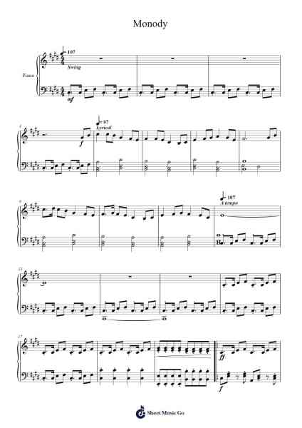 Monody Sheet Music by TheFatRat-Arr.Rydiah