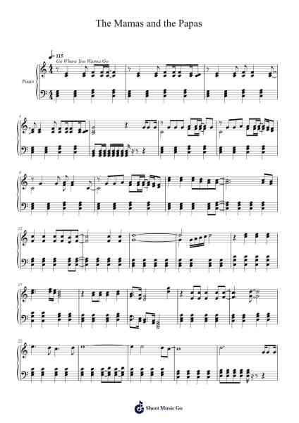 The Mamas and the Papas Sheet Music by The Mamas and the Papas-Arr.Chamberg