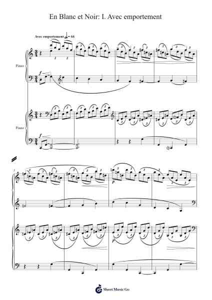 En Blanc et Noir: I. Avec emportement Sheet Music by Claude Debussy-Arr.Hobbaird Birdsibyl