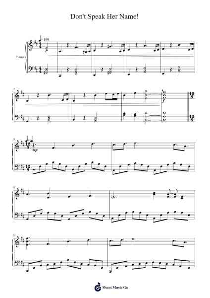Don't Speak Her Name! Sheet Music by Kondoh Rei/Morishita Hiroki-Arr.Jillcooke Murday