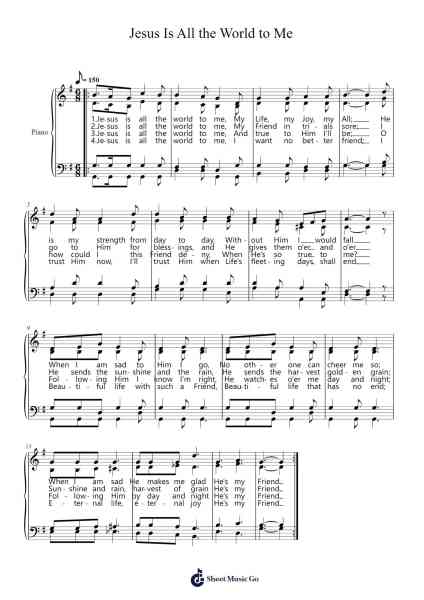 Jesus Is All the World to Me Sheet Music by Will L. Thompson-Arr.Yedpont