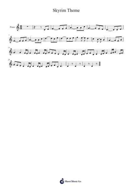 The Elder Scrolls V: Skyrim - Main Theme Sheet Music by Lonbin-Arr.Warmew