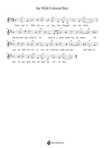 the Wild Colonial Boy Sheet Music by Nicole Morrow-Arr.Elroylitt Graycia