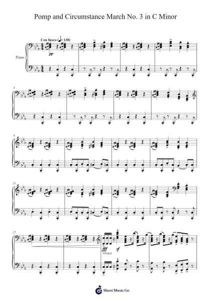 Pomp and Circumstance March No. 3 in C Minor Sheet Music by Edward Elgar-Arr.Rhysboyce