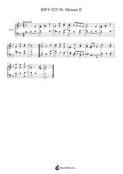 Suite No. 1 in G Major, BWV 825: II. Menuet II Sheet Music by Johann Sebastian Bach-Arr.Bridrian