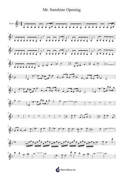 Mr. Sunshine Opening Sheet Music by undefined-Arr.Croftslon Maugnings