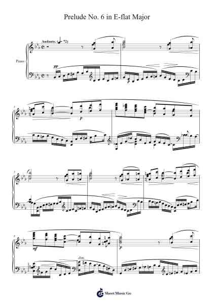 Prelude No. 6 in E-flat Major Sheet Music by Sergei Rachmaninoff-Arr.Graril