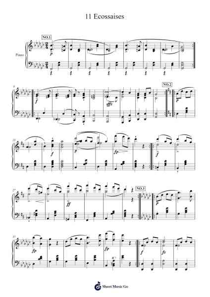 11 Ecossaises Sheet Music by Franz Schubert-Arr.Urrite