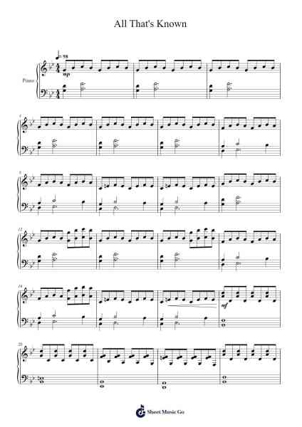 All That's Known Sheet Music by Duncan Sheik-Arr.Prupert Cookegram