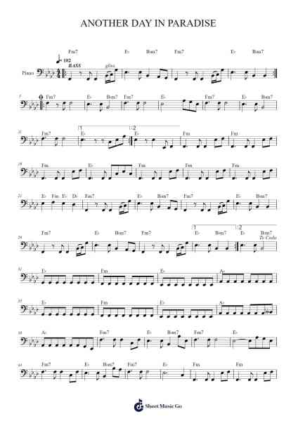 ANOTHER DAY IN PARADISE Sheet Music by Phil Collins-Arr.Hughmand