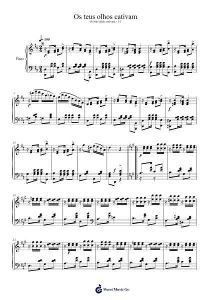 Os teus olhos cativam Sheet Music by Ernesto Nazareth-Arr.Binghugh