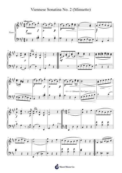 Viennese Sonatina No. 2 in A Major: III. Minuetto Sheet Music by Wolfgang Amadeus Mozart-Arr.Earlram