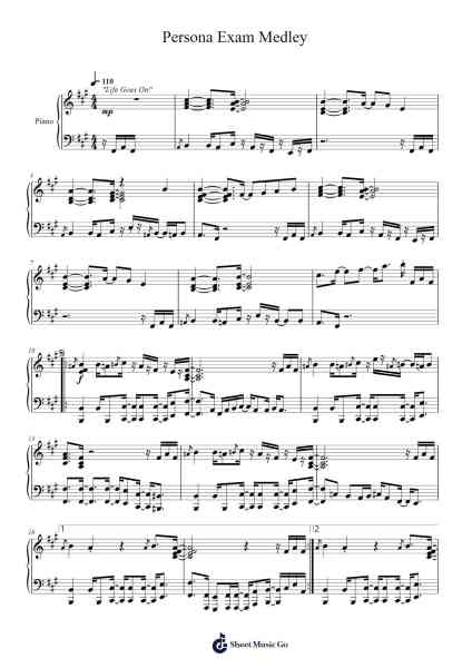 Persona Exam Medley Sheet Music by Shoji Meguro-Arr.Myrtours Hihill
