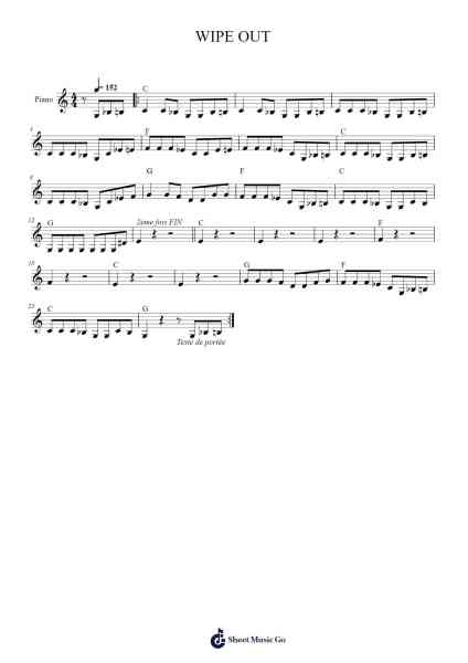 WIPE OUT Sheet Music by The Surfaris-Arr.Irbald Jouvier