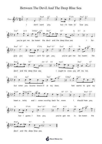 Between The Devil And The Deep Blue Sea Sheet Music by undefined-Arr.Viten Sun
