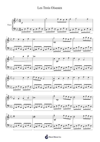 Les Trois Oiseaux Sheet Music by Wagquinn Olphine-Arr.Thornnah
