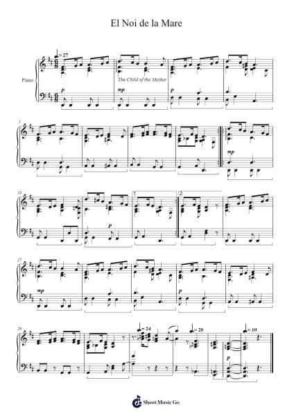 El Noi de la Mare Sheet Music by undefined-Arr.Cranewright Troycrofts