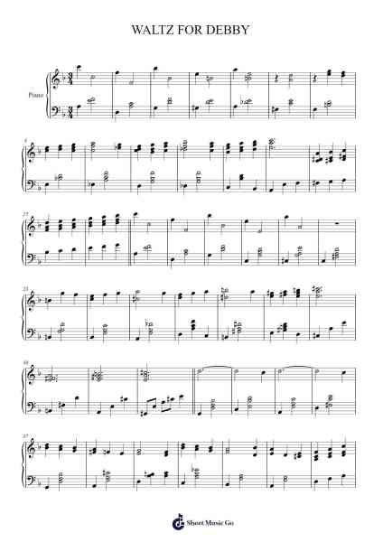 WALTZ FOR DEBBY Musica per pianoforte di Bill Evans - Arr.Yorktie Phisopp