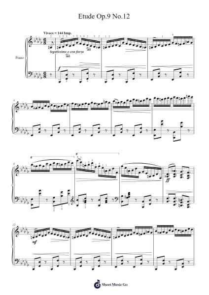 Etude Op.9 No.12 Sheet Music by Brightfrances-Arr.Boycehe