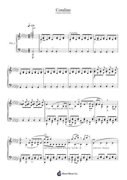 Coraline Sheet Music by Bruno Coulais-Arr.Giswolf