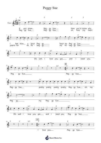 Peggy Sue Sheet Music by Jerry Allison/Norman Petty-Arr.Doyvan Kipholmes