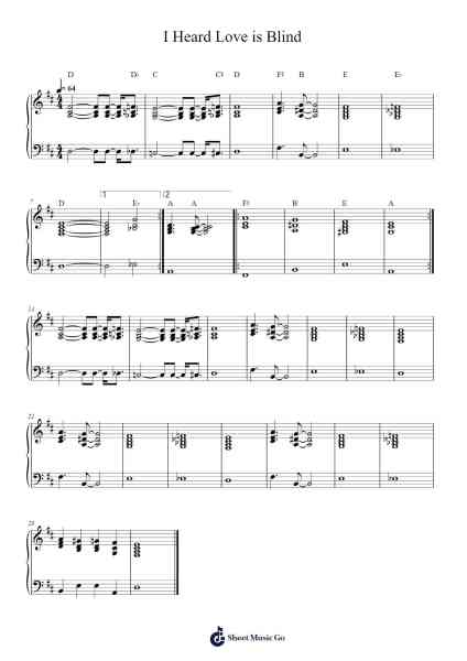 I Heard Love is Blind Sheet Music by Amy Winehouse-Arr.Wykim Browningsnow