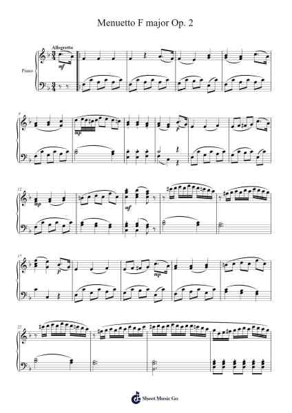 Menuetto F major Op. 2 Sheet Music by Yorkver-Arr.Matlas