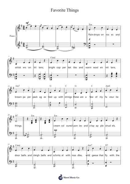 Favorite Things Sheet Music by Richard Rodgers-Arr.Calthel Chafra