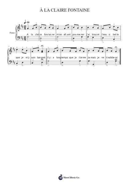 À LA CLAIRE FONTAINE Sheet Music by undefined-Arr.Quintle