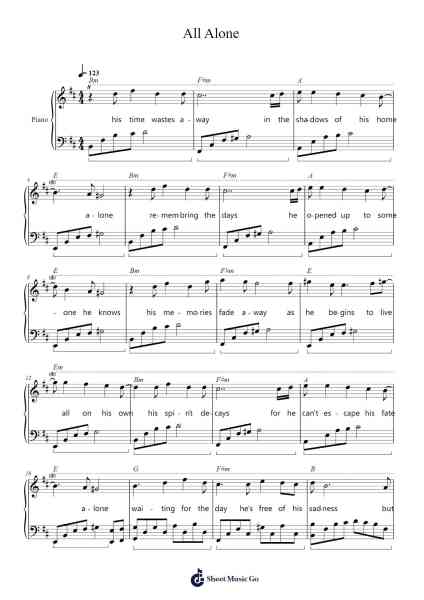 All Alone Sheet Music by Izz Hafeez-Arr.Tesssaul