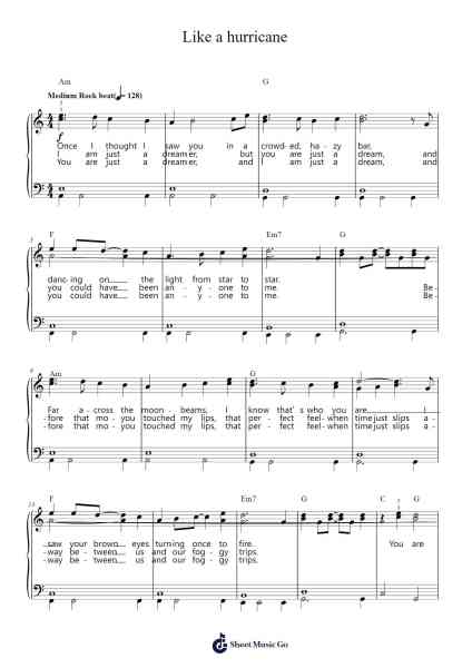 Like a hurricane Sheet Music by Neil Young-Arr.Dwightbright