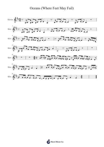 Oceans (Where Feet May Fail) Sheet Music by Hillsong United-Arr.Mauddam Linddice